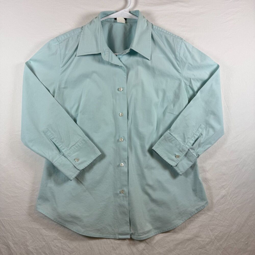 J.Crew Classic Stretch Button Down Shirt Seafoam Sz M